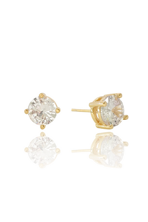 Brinco Ponto de Luz Cristal 7 mm Banhado a Ouro 18K