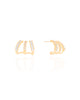 Brinco Argola Filetes Cravejados Baguetes Cristal 1.3 cm Banhado a Ouro 18K