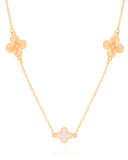 Gargantilha Elos Trevo Riscado e Madrepérola Banhado a Ouro 18K - 50 cm