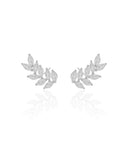 Ear Cuff Folha Navetes Cristal Ródio Branco