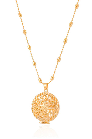 Relicário Estrela Gomos Banhado a Ouro 18K - 45 cm