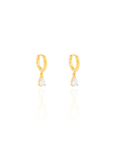 Brinco Argola Pingente Gota Cristal 2 cm