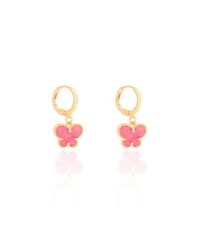 Brinco Infantil Argola Borboleta Rosa 2,4 cm