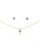 Conjunto Turquesa Cravejado Banhado a Ouro 18K