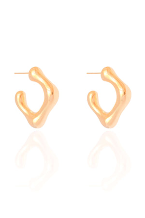 Brinco Argola Orgânica Lisa ABS 2.2 cm Banhado a Ouro 18K