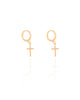 Brinco Argola Click Cruz 2.6 cm Banhado a Ouro 18K