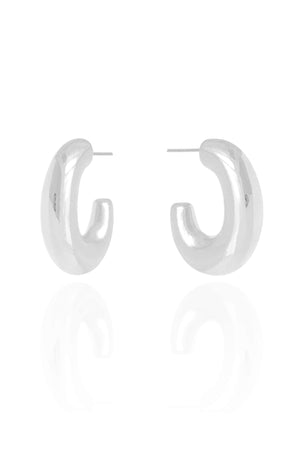 Brinco Argola Abaulada Ródio Branco