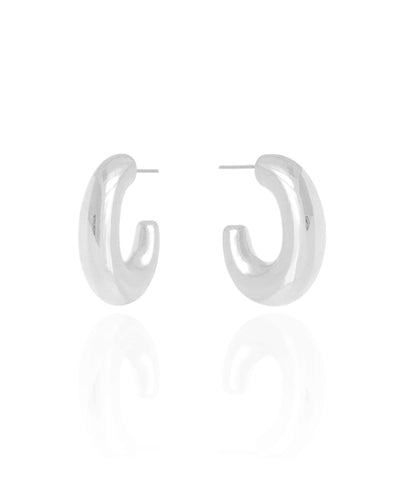 Brinco Argola Abaulada 3 cm Ródio Branco