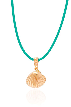 Choker Fio Coreano Verde Água Concha Banhado a Ouro 18K