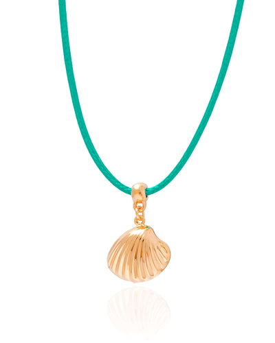 Choker Fio Coreano Verde Água Concha Banhado a Ouro 18K - 35 cm