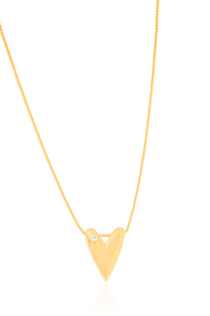 Gargantilha Veneziana Coração Liso Ponto de Luz Cristal Banhado a Ouro 18K - 45 cm