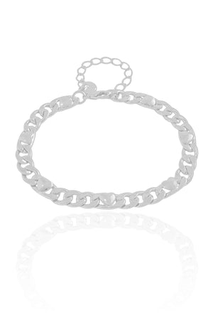 Pulseira Grumet Corações Lisos Ródio Branco