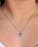 Gargantilha com Pingente Redondo Personalizado Ródio Branco