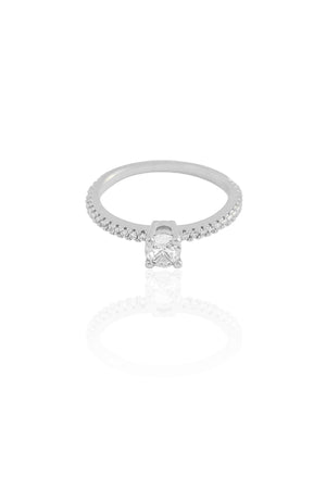 Anel Ponto de Luz Cravejado Tamanho 15 Ródio Branco