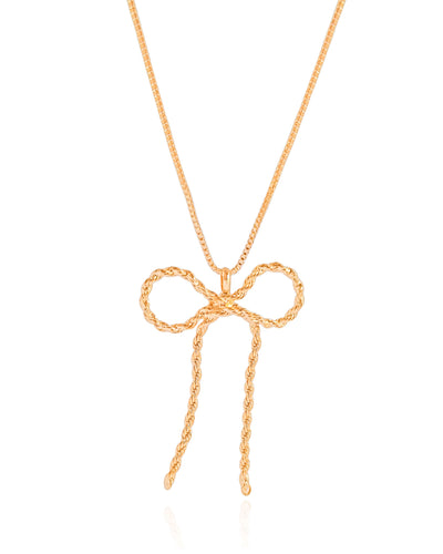 Colar Veneziana Laço Cordão Baiano Banhado a Ouro 18K - 45 cm