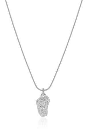 Gargantilha Rabo de Rato Pingente Orgânico Texturizado Ródio Branco - 45 cm