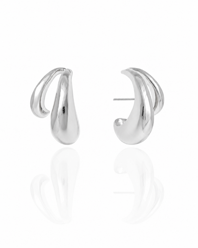 Ear Hook Dois Filetes Lisos Ródio Branco
