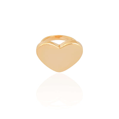 Anel Coração Liso Tamanho 18 Banhado a Ouro 18K