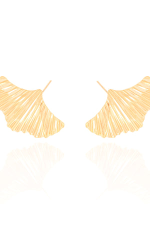 Ear Cuff Folha Frisada Banhado a Ouro 18K