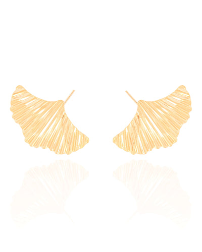 Ear Cuff Folha Frisada Banhado a Ouro 18K