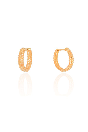 Brinco Argola Click Bolinhas 1.7 cm Banhado a Ouro 18K