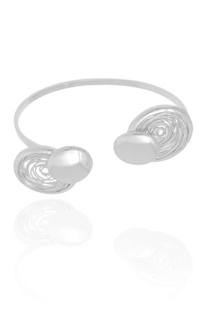 Bracelete Redondo Fios Espiral Ródio Branco