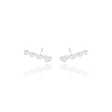 Ear Cuff Quatro Corações Detalhes Ródio Branco