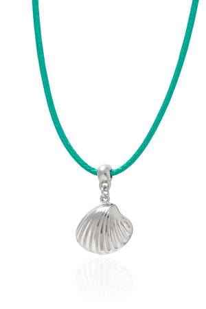 Choker Fio Coreano Verde Água Concha Ródio Branco