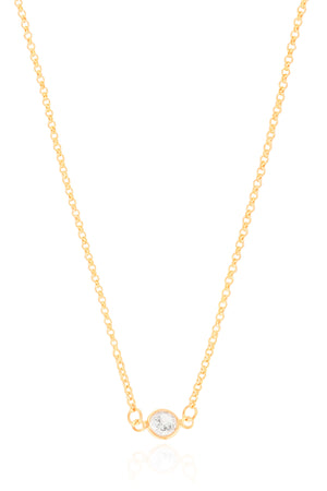 Gargantilha Back Nacklace Elos Pontos de Luz Cristal Banhado a Ouro 18K - 60 cm