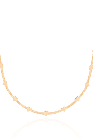 Choker Fita Corações Lisos Banhado a Ouro 18K