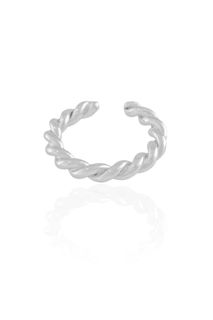 Anel Ajustável Torcido Tamanho P Ródio Branco