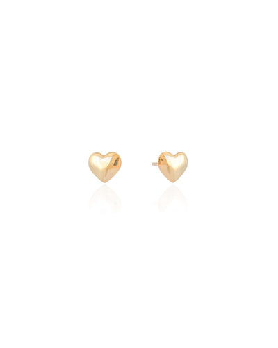 Brinco Coração Liso Banhado a Ouro 18K