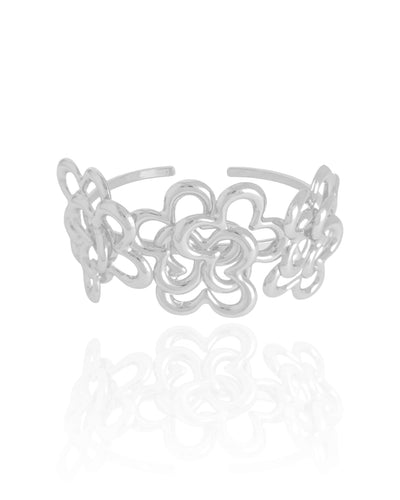 Bracelete Flores Entrelaçadas 3 mm Ródio Branco