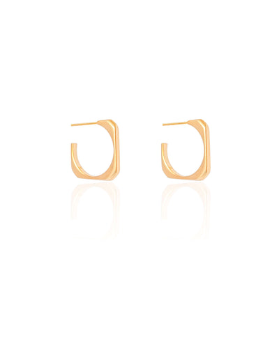 Brinco Argola Quadrada Lisa 1,7 cm Banhado a Ouro 18K