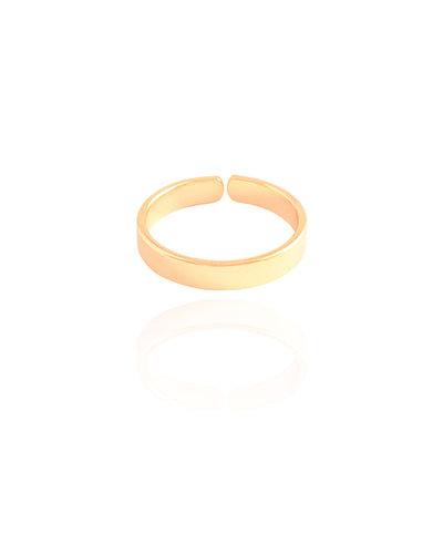 Anel Ajustável Liso 3 mm Tamanho M Banhado a Ouro 18K