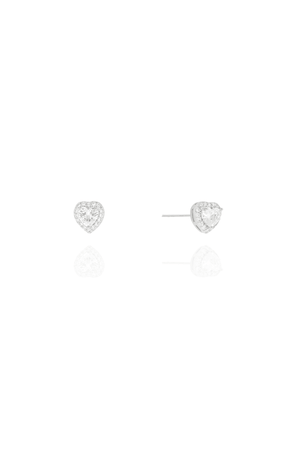 Brinco Ponto de Luz 4 mm Coração Cravejado Cristal