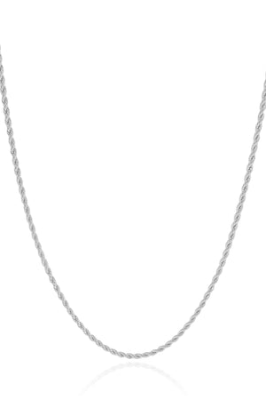 Gargantilha Cordão Baiano 1.5 mm Ródio Branco - 45 cm