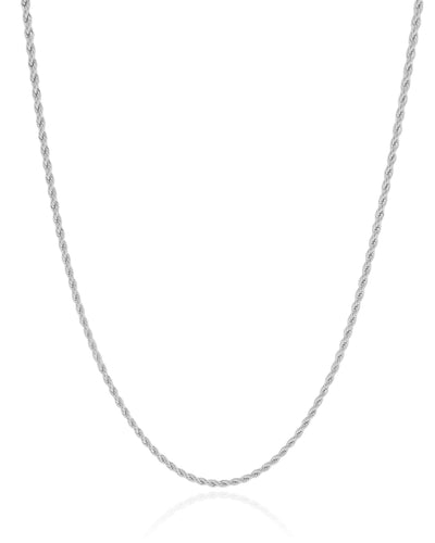 Colar Cordão Baiano 1,5 mm Ródio Branco - 45 cm