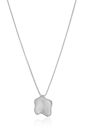 Gargantilha Veneziana Pingente Orgânico Liso 1.5 cm Ródio Branco - 45cm