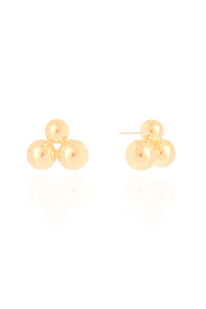 Brinco Três Bolas Lisas Banhado a Ouro 18K