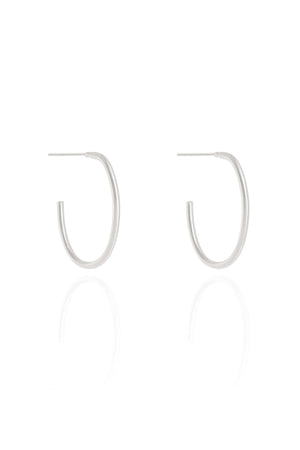 Brinco Argola Oval Fio 2.4 cm Ródio Branco