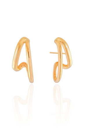 Ear Hook Dois Filetes Lisos Banhado a Ouro 18K