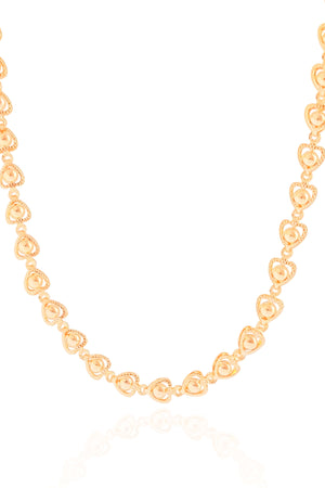 Choker Corações Bolinhas Banhado a Ouro 18K