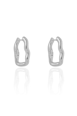 Brinco Argola Click Ondulada 2.4 cm Ródio Branco