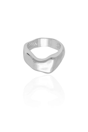 Anel Orgânico Liso Tamanho 20 Ródio Branco