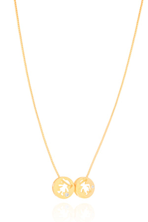 Gargantilha Veneziana Filhos Menino Menina Detalhe Ponto de Luz Cristal Banhado a Ouro 18K - 45 cm
