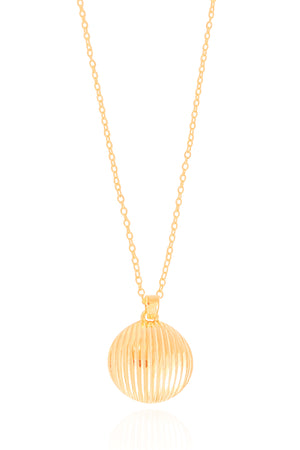 Gargantilha Elos Pingente Redondo Frisado 17 mm Banhado a Ouro 18K - 45 cm