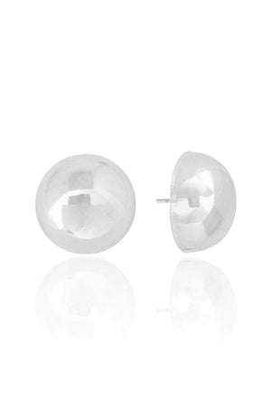 Brinco Meia Bola Lisa Tamanho M Ródio Branco