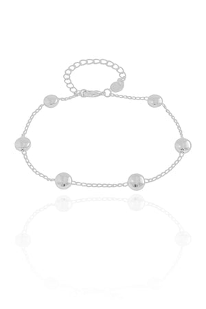 Pulseira Elos Bolas Achatadas Ródio Branco