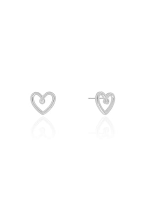 Brinco Coração Ponto de Luz Cristal 1.0 cm Ródio Branco